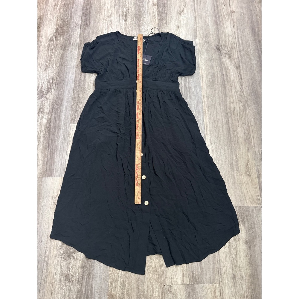 The Normal Brand Deep V Button Through Dress Womens XL Black Viscose Pockets - Picture 5 of 7